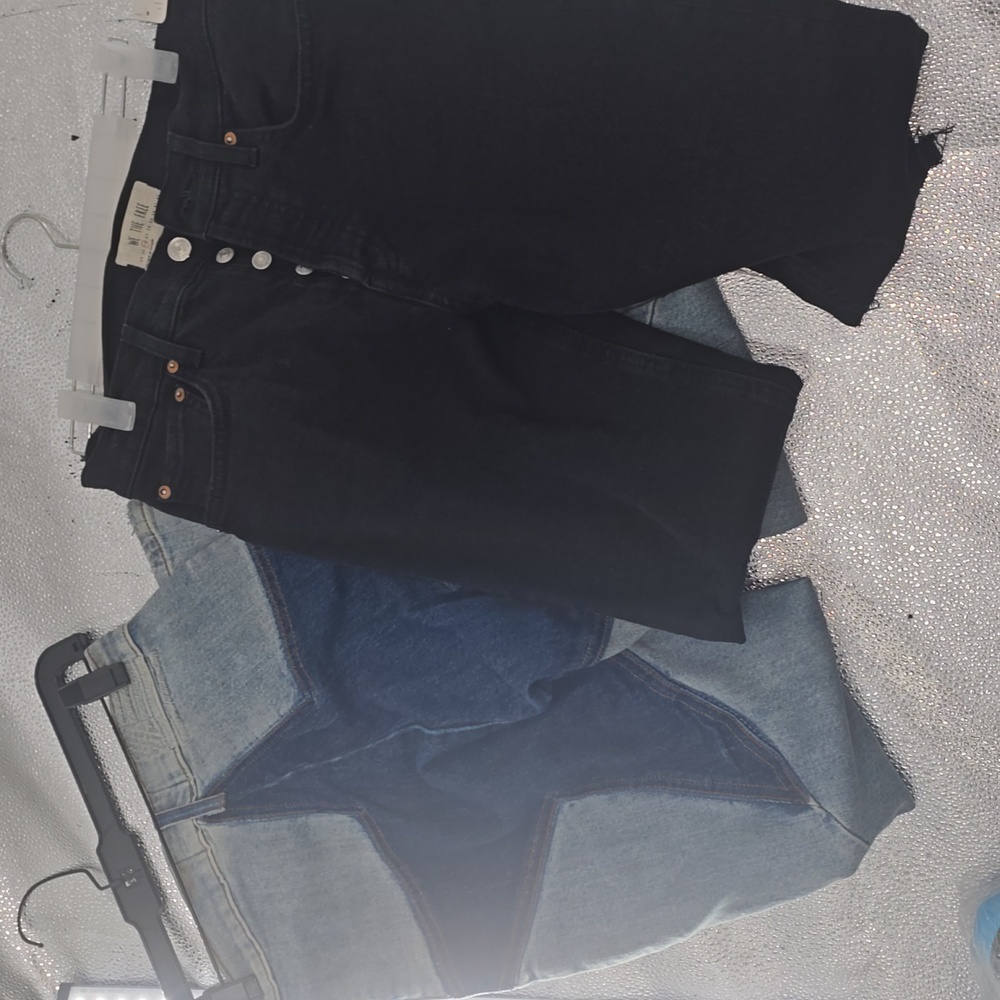 We The Free Black Button-Fly Jeans and Revice Star Patch Jeans Bundle